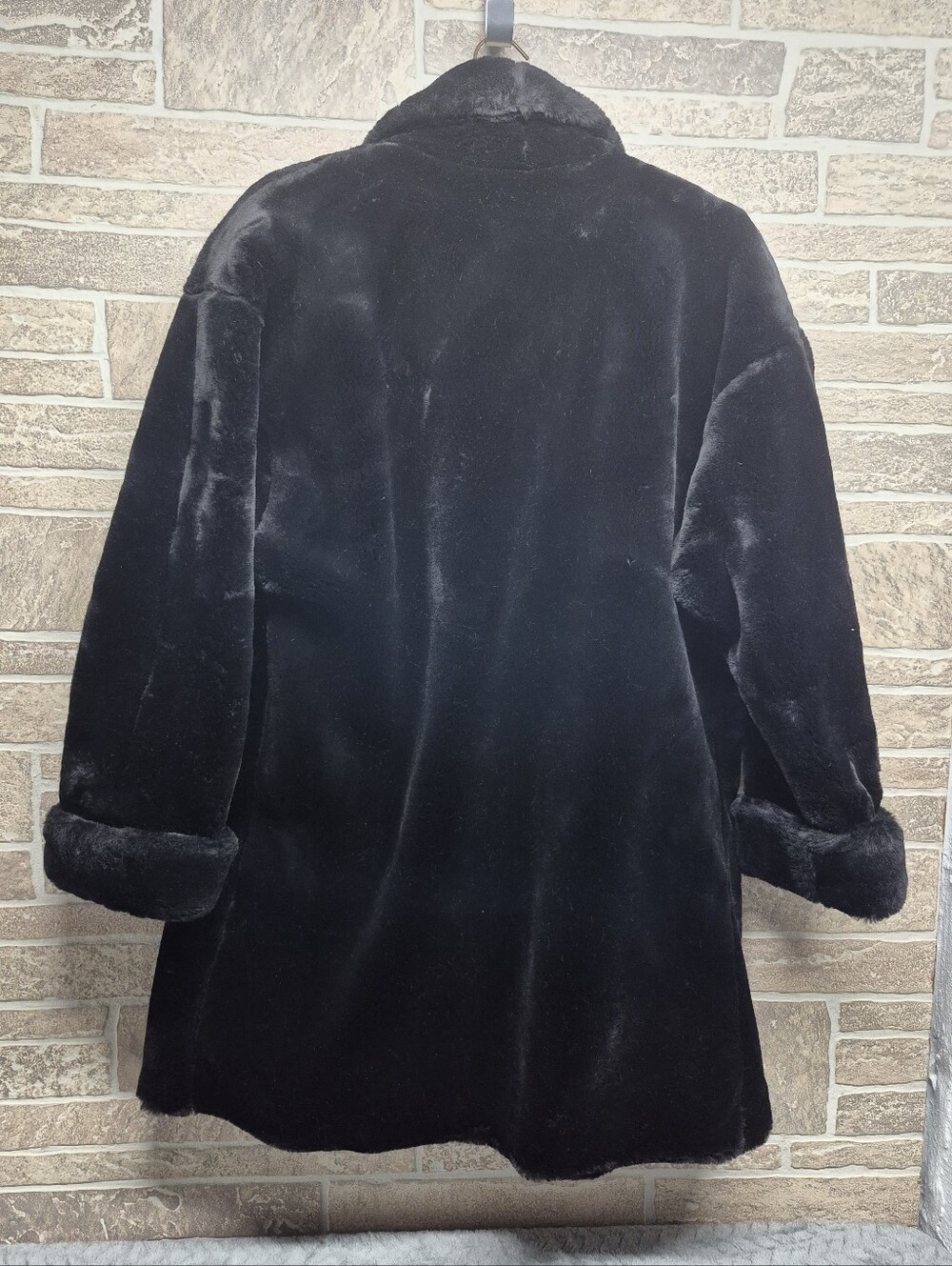 Black Faux Fur Coat Donnybrook Size S - Picture 2 of 5